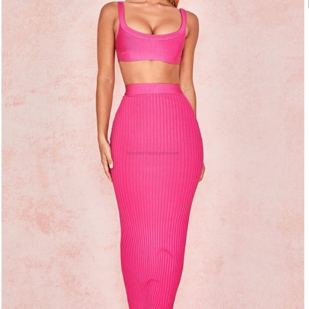 HOUSEOFCB PINK BANDAGE SKIRT SET * WORN ONCE* LIKE NEW*